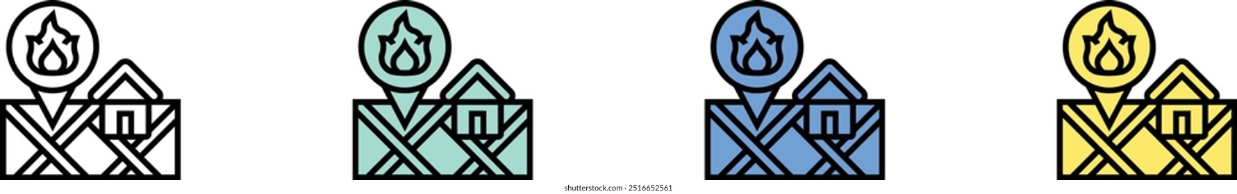 coordinates icon. Outline, Green, Blue and Yellow Style Design Isolated On White Background