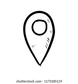 Coordinates Location Point Gps  doodle icon vector 