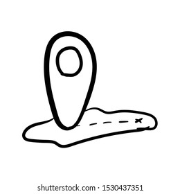 Coordinates Location Point Gps doodle icon vector 