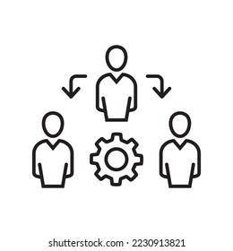 Coordinating people concept line icon. Simple element illustration. Coordinating people concept outline symbol design.