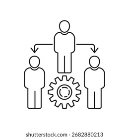 Ícone da linha de conceito de coordenação de pessoas. Ilustração de elemento simples. Coordenar o design de símbolo de esboço do conceito de pessoas.