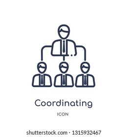 coordinating people icon from social outline collection. Thin line coordinating people icon isolated on white background.