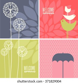 Coordinating spring designs for greeting cards, banners, stationary