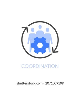 Coordination symbol with process arrows and group members. Easy to use for your website or presentation.