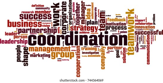 Coordination word cloud concept. Vector illustration