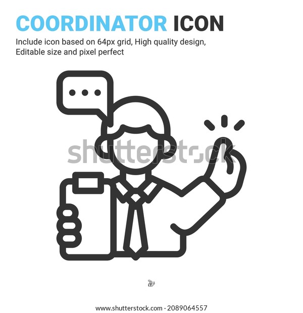 Coordinator icon vector with outline style\
isolated on white background. Vector illustration manager sign\
symbol icon concept for business, finance, industry, company, apps,\
web and all\
project