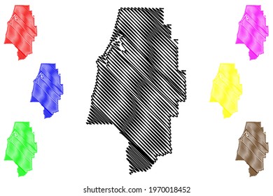 Coos County, Oregon State (U.S. county, United States of America) map vector illustration, scribble sketch Coos map