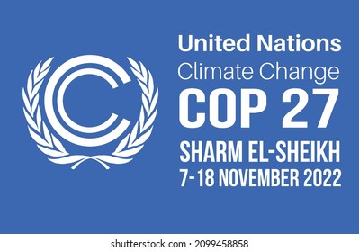 COP 27 Sharm El-Sheikh, Egipto - 7 a 18 de noviembre de 2022, ilustración de vectores - Cumbre Internacional sobre el Clima de las Naciones Unidas