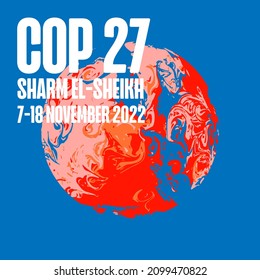 COP 27 - Sharm El-Sheikh, Egypt, 7-18 November 2022 - International climate summit vector illustration