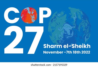 COP 27 - Sharm El-Sheikh, Egypt, 7-18 November 2022 - International climate summit vector illustration