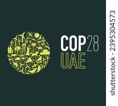 COP 28 UAE DUBAI ENVIRONMENTAL CONFERENCE WLL BE HELD FROM NOVEMBER TILL 12 DECEMBER 2023 IN DUBAI EDITORIAL DESIGN VECTOR