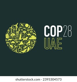 COP 28 UAE DUBAI ENVIRONMENTAL CONFERENCE WLL BE HELD FROM NOVEMBER TILL 12 DECEMBER 2023 IN DUBAI EDITORIAL DESIGN VECTOR