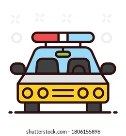 Cop car. Flat icon design of police car in modern flat style 