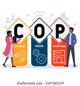 COP - Change Order Proposal acronym. business concept background.  vector illustration concept with keywords and icons. lettering illustration with icons for web banner, flyer, landing pag