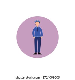 Cop colorful flat icon with long shadow. police officer flat icon