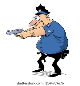 cop drawing his weapon and pointing at somebody