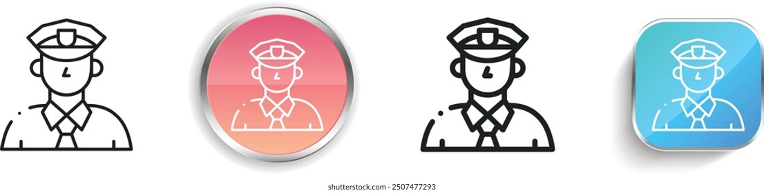 cop icon. Thin Linear, Regular and Button Style Design Isolated On White Background