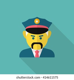 Cop icon, Vector flat long shadow design. EPS10