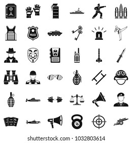 Cop icons set. Simple set of 36 cop vector icons for web isolated on white background