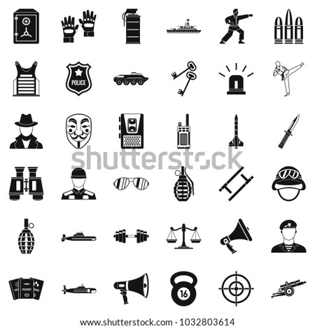 Cop icons set. Simple set of 36 cop vector icons for web isolated on white background