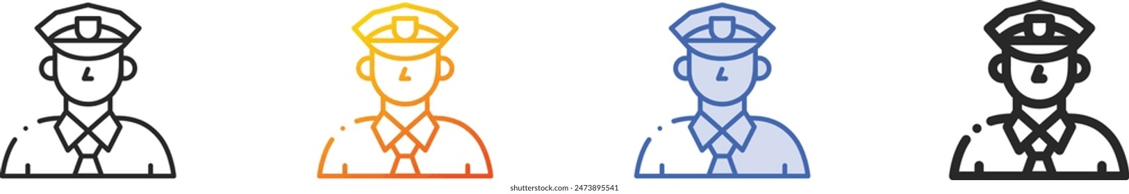 cop icon.Thin Linear, Gradient, Blue Stroke and bold Style Design Isolated On White Background