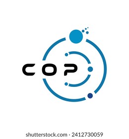 COP letter technology logo design on white background. COP creative initials letter IT logo concept. COP letter design.