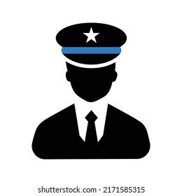 Cop, Officer, Police Icon. Black Vector Illustration.