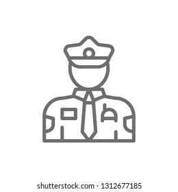 Cop, Police, Officer Line Icon.