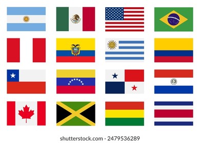 Copa America 2024, set participants flag of america 2024 football