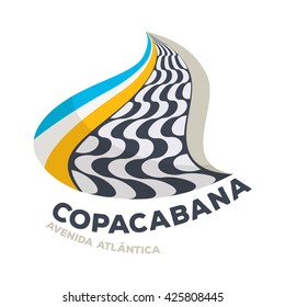 Copacabana beach graphic symbol vector illustration. Curve shape logo design. Good for cover invitation flyer greeting card design.