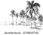 Copacabana beach. Rio de janeiro. Brazil. Hand drawn city sketch. Vector illustration.