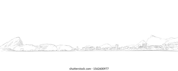 Copacabana beach. Rio de janeiro. Brazil. Hand drawn city sketch. Vector illustration.