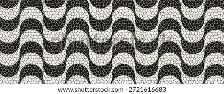 Copacabana pavement pattern with realistic cobblestone texture. Popular beach promenade in Rio de Janeiro in Brazil. Repeating print with curves in Portuguese pavement style. Vector illustration.
