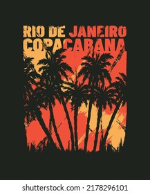 copacabana rio de janeiro retro beach tshirt design