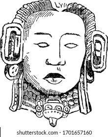 Copan Sculpture from Honduras, vintage engraving.