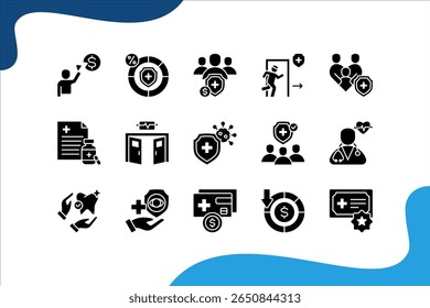 Copayment banner web icon set vector illustration. concept with Deductible, Insurance premium, Prescription drugs, Emergency room, Primary care, Specialist, Outpatient.