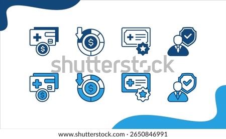 Copayment banner web icon set vector illustration. concept with Payment, Reduce cost, Insurance, Policy.