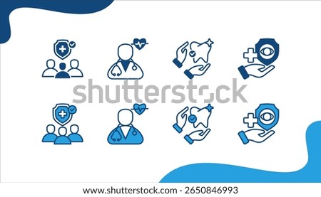 Copayment banner web icon set vector illustration. concept with Primary care, Specialist, Dental care, Vision care.