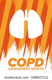 COPD Awareness Month in November. Chronic Obstructive Pulmonary Disease. Celebrated annual in United States. Medical health care and awareness design. Poster, card, banner and background. Vector