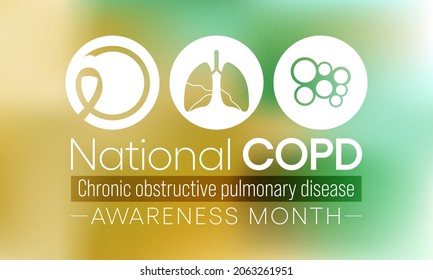COPD (Chronic Obstructive Pulmonary Disease) Awareness month is observed every year in November, is the name for a group of lung conditions that cause breathing difficulties. Vector illustration