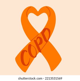 COPD chronisch obstruktive Lungenerkrankung Bewusstsein Monat Novermber handschriftlich Schrift. Orangefarbenes Stützband. Webbanner-Vektorvorlage