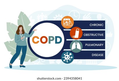 COPD - Chronic Obstructive Pulmonary Disease acronym, medical concept background. vector illustration concept with keywords and icons. lettering illustration with icons for web banner