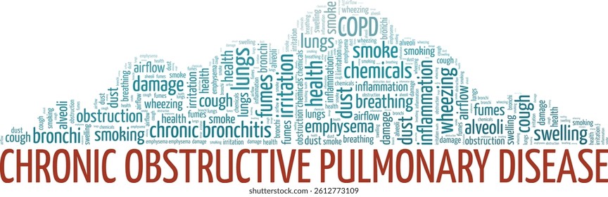 COPD Chronic Obstructive Pulmonary Disease word cloud conceptual design isolated on white background.