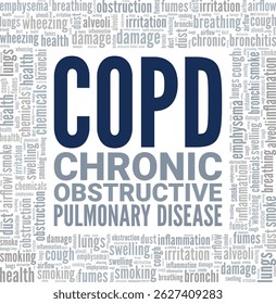 COPD Chronic Obstructive Pulmonary Disease word cloud conceptual design isolated on white background.