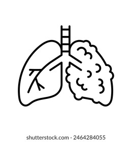 COPD line black icon. Human disease sign for web page, mobile app, button, logo. Vector isolated button. Editable stroke.