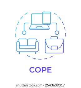 COPE blue gradient concept icon. Corporate devices, personal use. Usability, technology. Round shape line illustration. Abstract idea. Graphic design. Easy to use in infographic, presentation