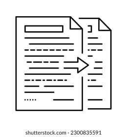 copiar el vector de icono de línea de papel del documento. hacer frente a la señal de papel del documento. símbolo de contorno aislado ilustración negra
