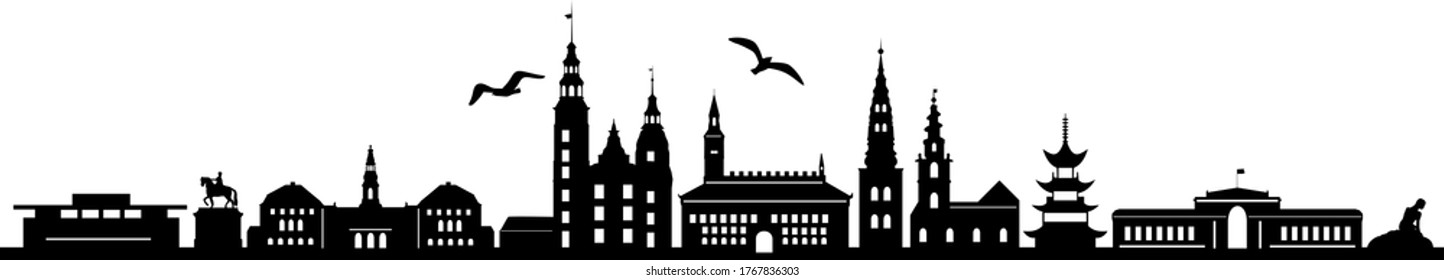 COPENHAGEN City DENMARK Skyline Silhouette Cityscape Vector