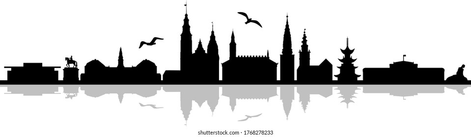 COPENHAGUE City DINAMARCA Skyline Silhouette Cityscape Vector