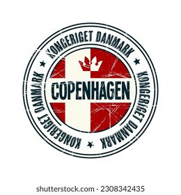 Copenhagen city grunge rubber stamp vector illustration over white background